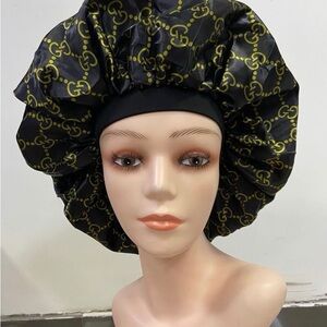 Gucci Black and Gold Satin Bonnet
